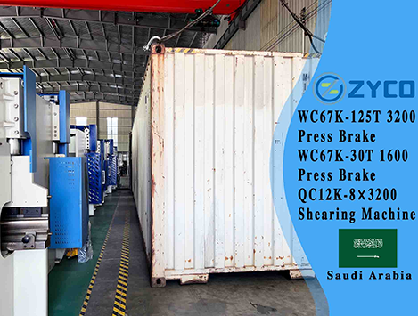 Saudi -Arabien WC67K 125T 3200 CNC Pressbremse & WC67K 30T 1600 CNC Pressbremse & QC12K 8 × 3200 Schermaschine