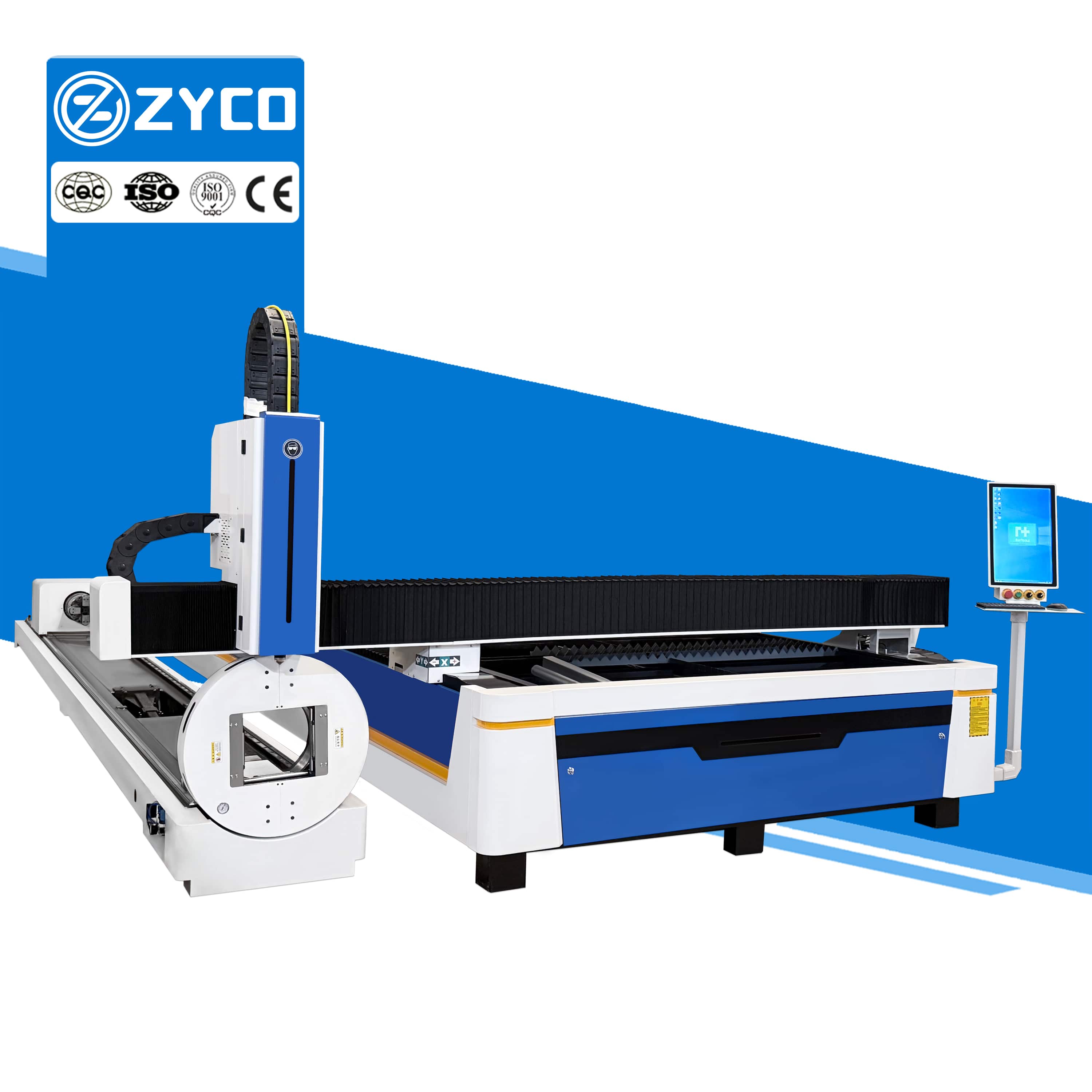 ZYCO Faserlaserschneidmaschine für Metallplatten und -rohre, CNC-Blechbearbeitung, Laserschneidmaschine