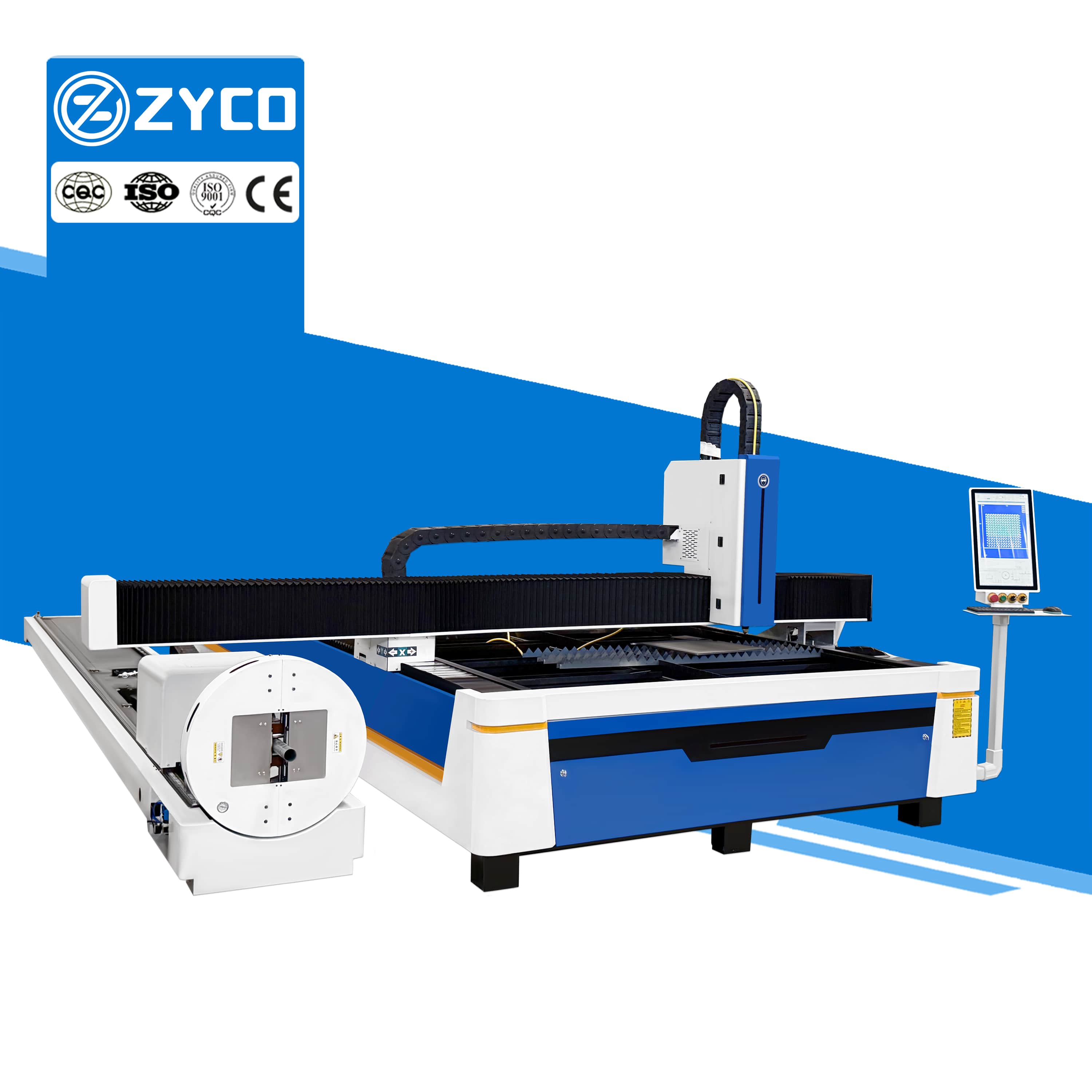 ZYCO Faserlaserschneidmaschine für Metallplatten und -rohre, CNC-Blechbearbeitung, Laserschneidmaschine